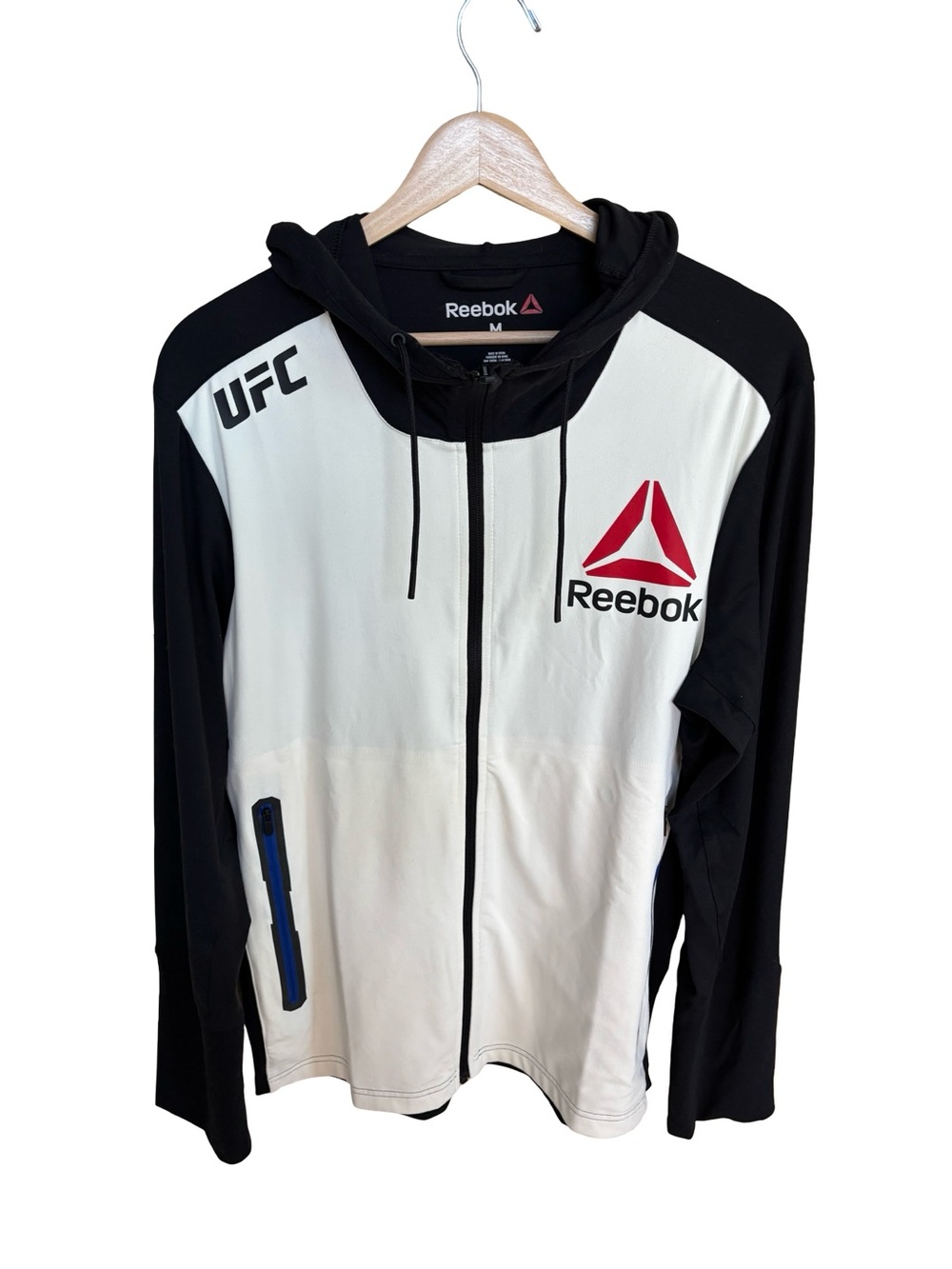 UFC Reebok White FIGHT NIGHT WALKOUT HOODIE Sz M